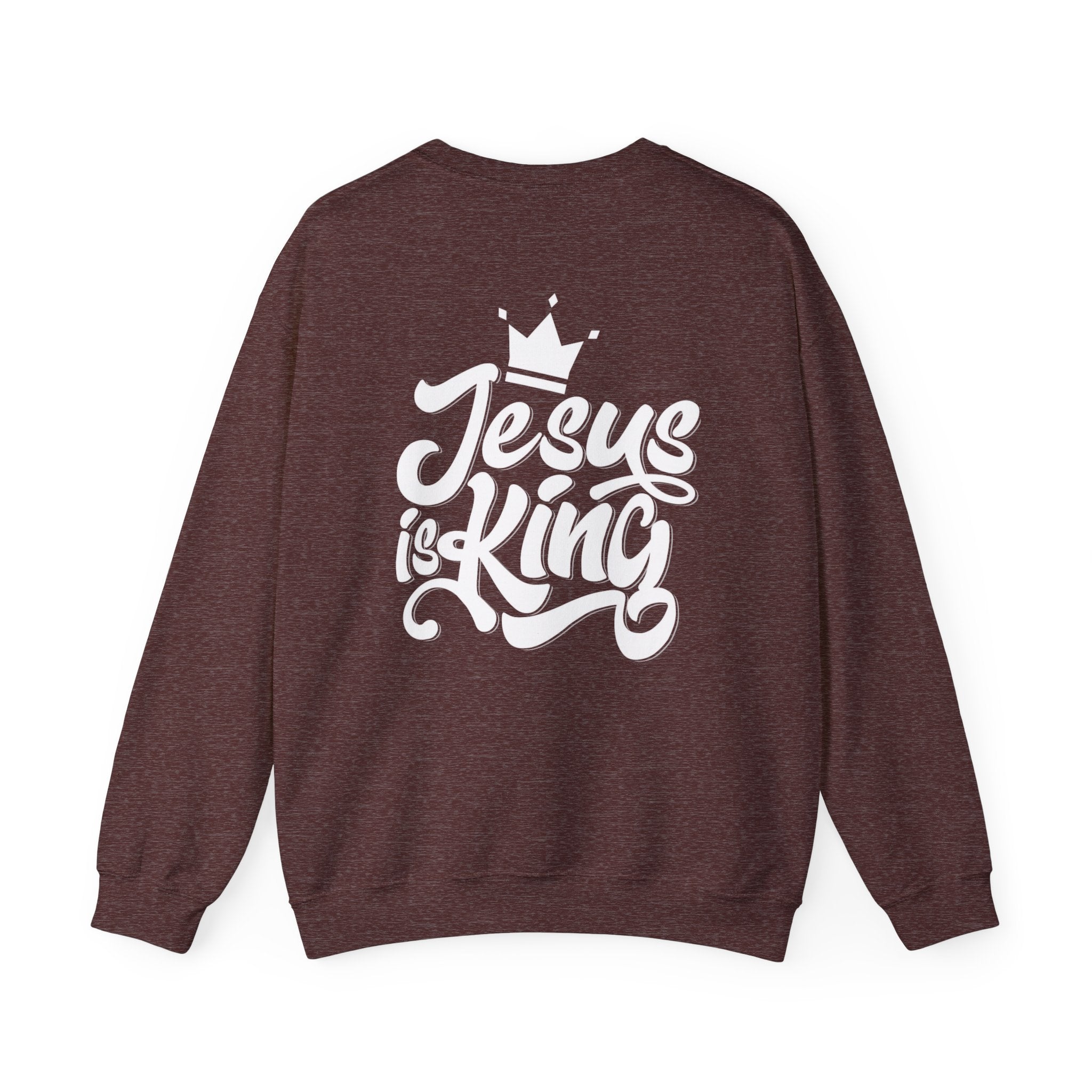 Jesus is King Sweatshirt – Bold Crown & Cross Christian Hoodie for Eternal Faith & Comfort Printify