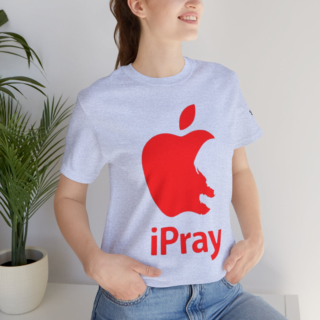 iPray Red Apple Christian T-Shirt — Faith Graphic Tee Printify