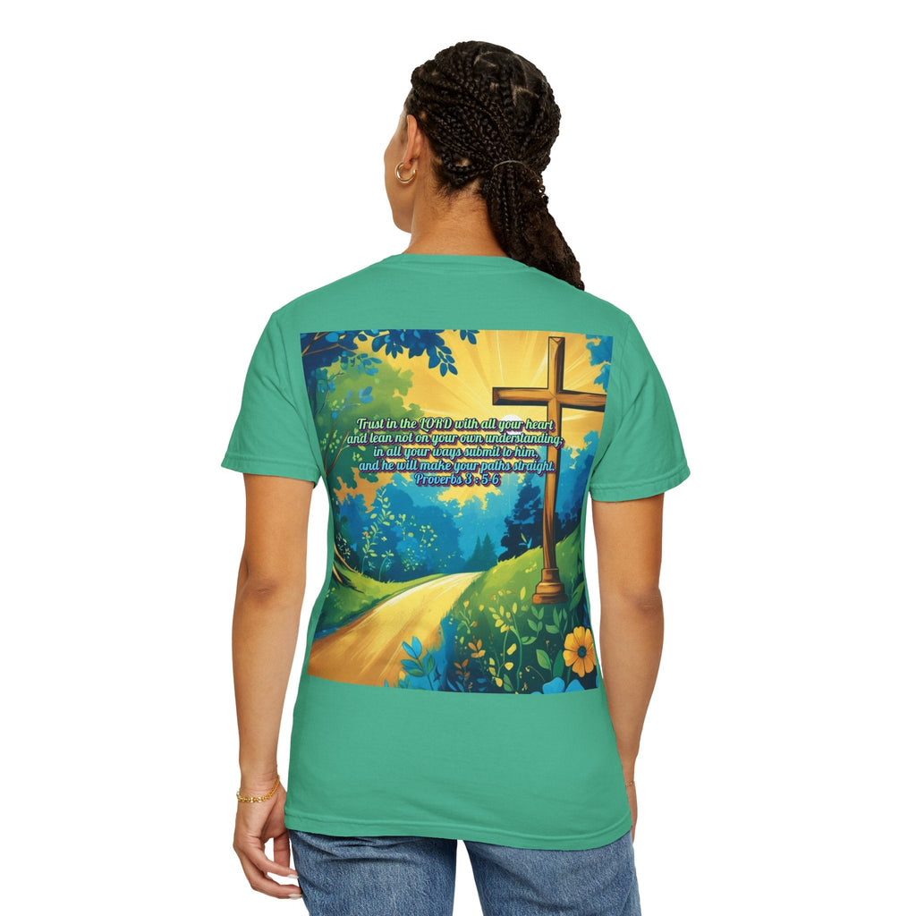 Trust in The Lord Proverbs 3:5-6 Biblical Design Unisex Garment-Dyed T-shirt Printify