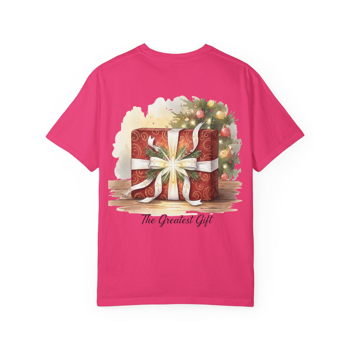 The Greatest Gift T-shirt – Cross Bow Present Christian T-shirt for Christmas Salvation & Eternal Faith Printify
