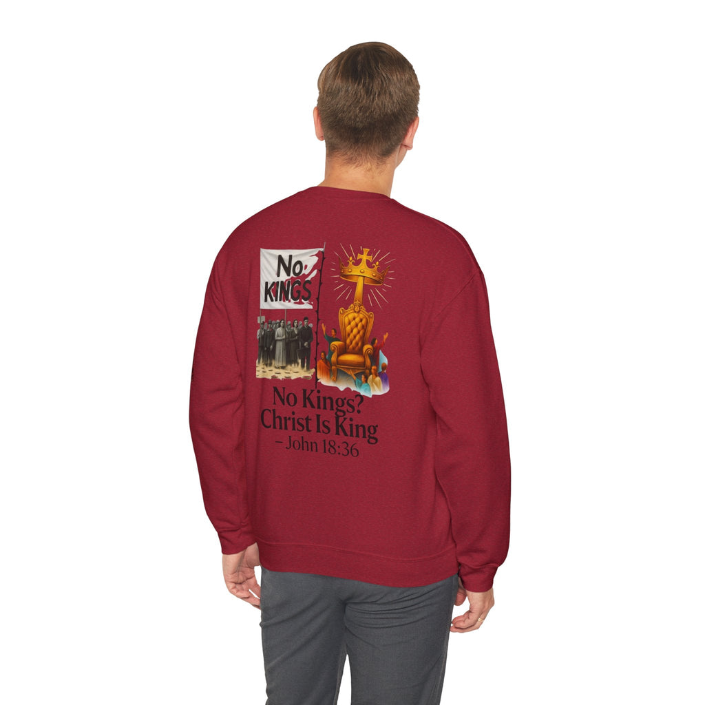 No Kings? Christ is King Sweatshirt – Bold Christian Hoodie for Sovereign Faith Printify