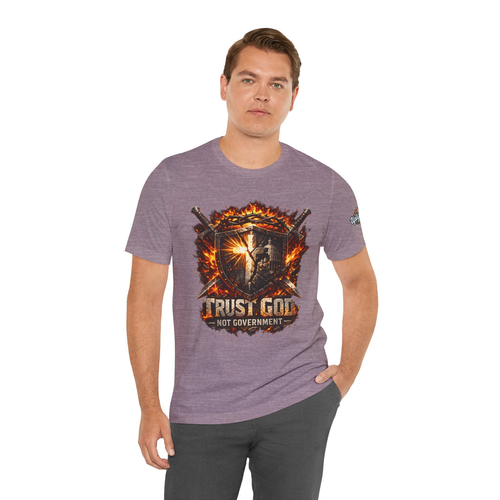 Trust God Not Government Shield Tee — Patriotic Christian Faith T-Shirt Printify