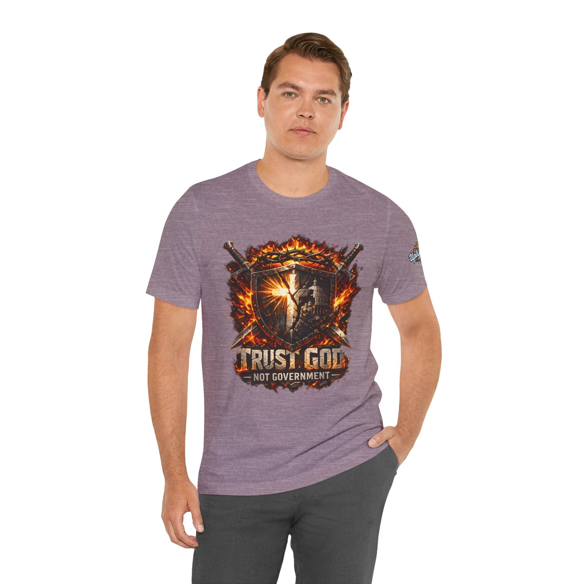 Trust God Not Government Shield Tee — Patriotic Christian Faith T-Shirt Printify