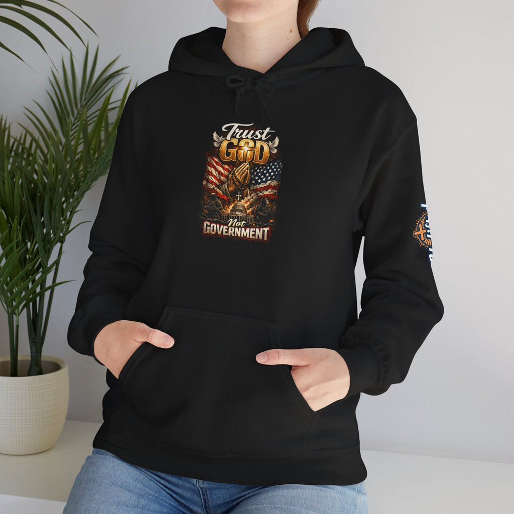 Trust God Not Government Hoodie — Vintage Patriotic Christian Hoodie Printify