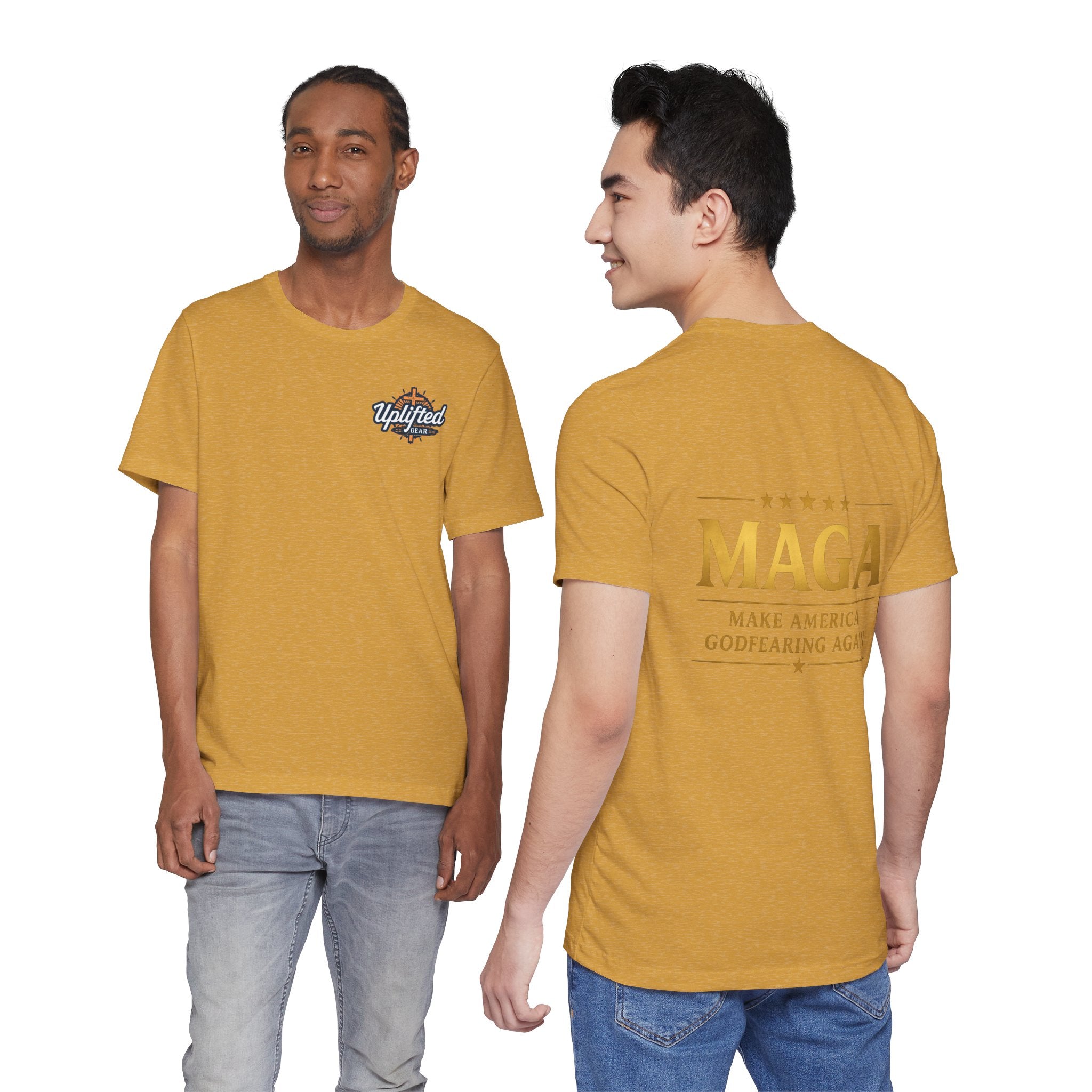 MAGA Gold Letter T-Shirt — "Make America Great Again" Printify