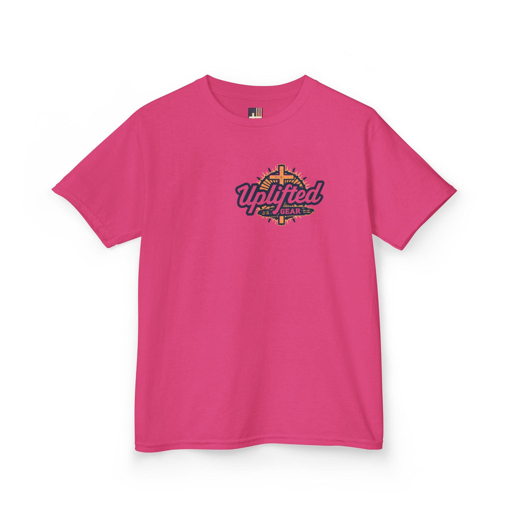 ✨ Chosen. Loved. Redeemed. – Elegant Christian Kids T-Shirt | Gold Foil Faith Tee | Subtle Cross & Heart Design | Inspirational Bible Verse Apparel by Uplifted Gear Printify