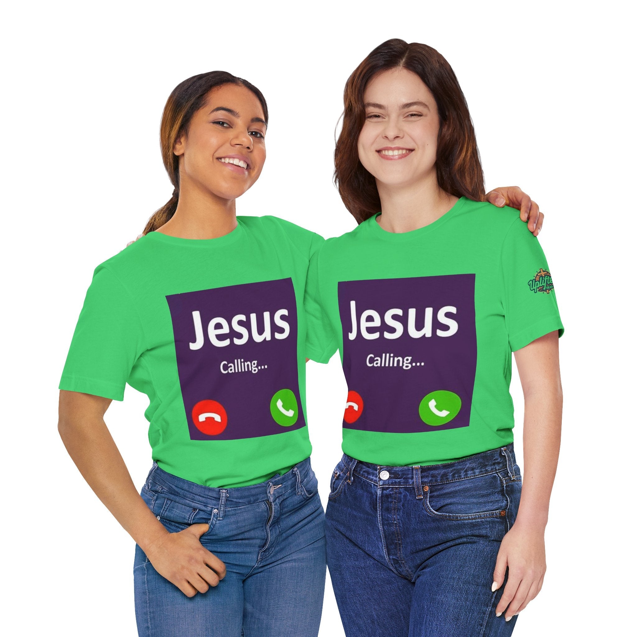 Jesus Calling T-shirt – Funny Cell Phone Screen Christian T-shirt for Divine Connection & Faith Humor Printify