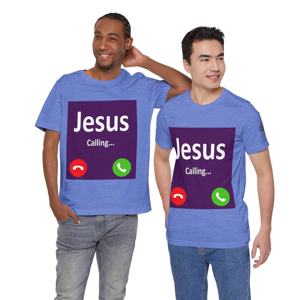Jesus Calling T-shirt – Funny Cell Phone Screen Christian T-shirt for Divine Connection & Faith Humor Printify