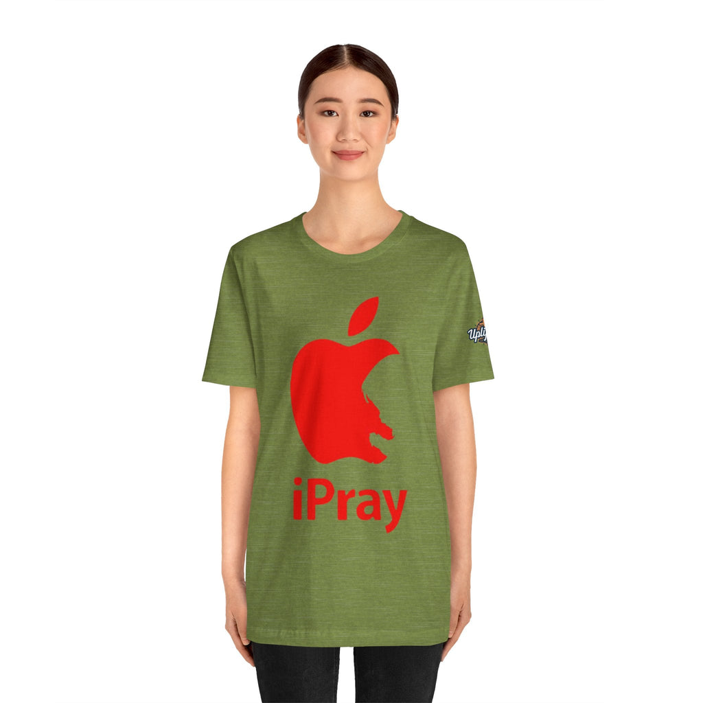 iPray Red Apple Christian T-Shirt — Faith Graphic Tee Printify