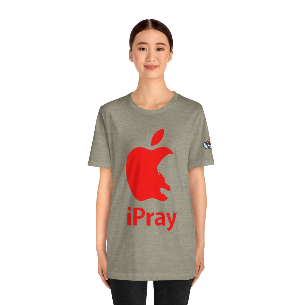 iPray Red Apple Christian T-Shirt — Faith Graphic Tee Printify