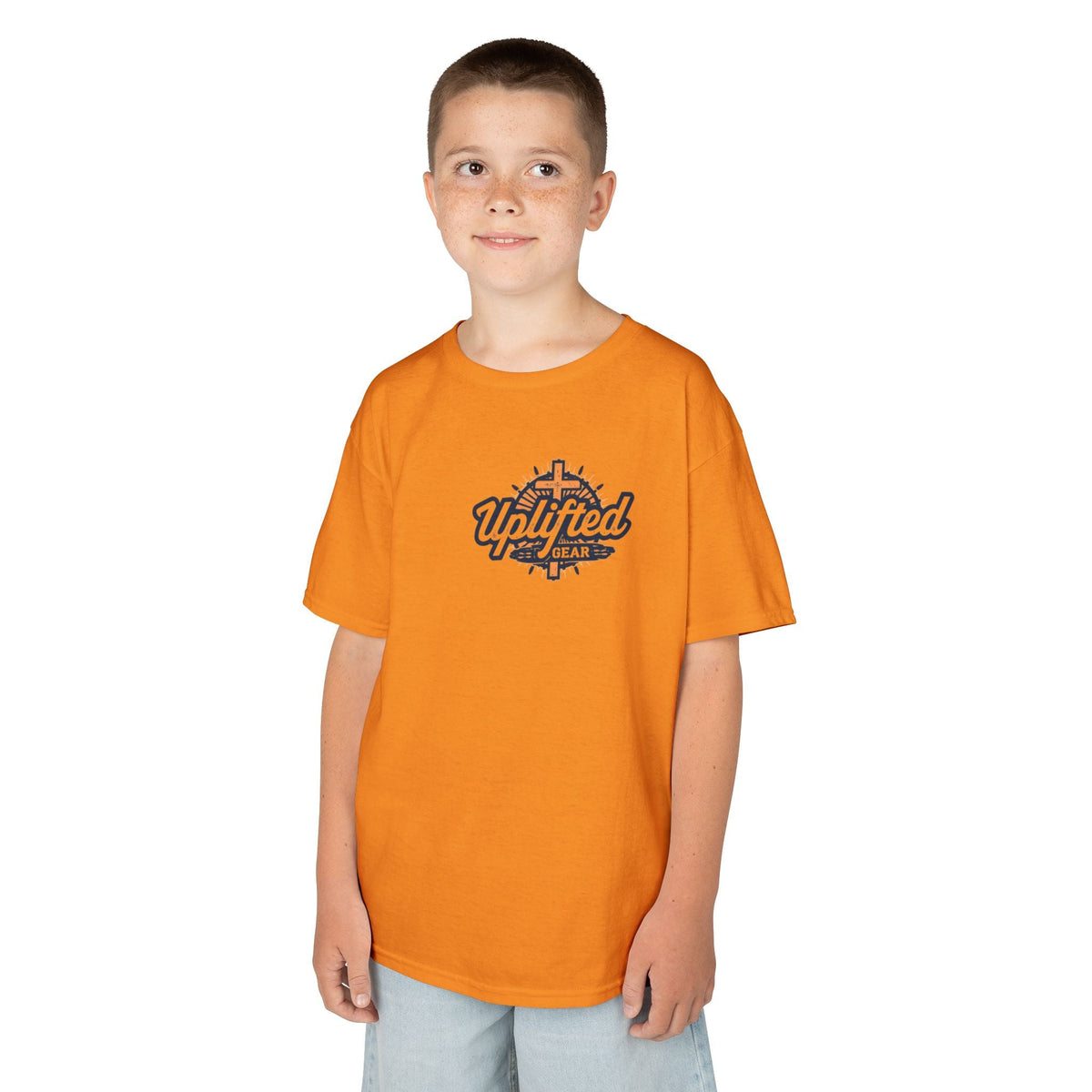 ✨ Chosen. Loved. Redeemed. – Elegant Christian Kids T-Shirt | Gold Foil Faith Tee | Subtle Cross & Heart Design | Inspirational Bible Verse Apparel by Uplifted Gear Printify