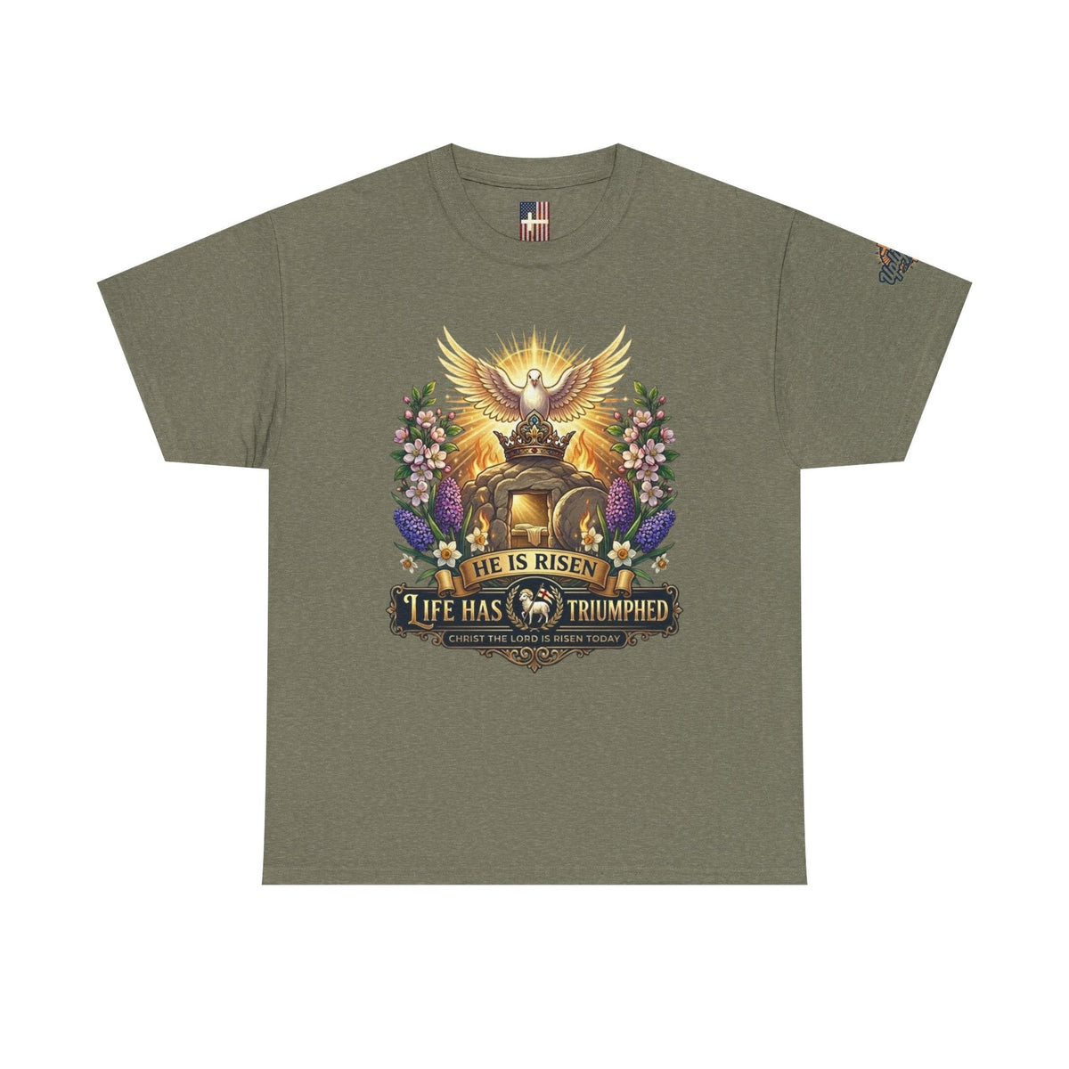 He Is Risen "Life Has Triumphed" T-Shirt — Easter Resurrection Christian Tee Printify