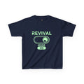 🔥 Revival Mode: ON – Christian Techwear Kids T-Shirt | Glowing Green Faith Switch | Futuristic Jesus Shirt | Activate Your Spiritual Awakening | Uplifted Gear Printify