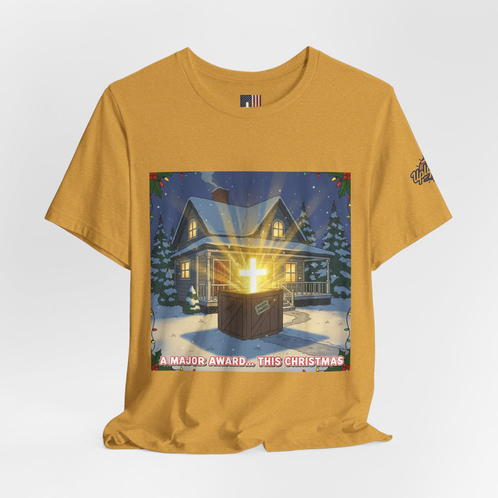A Major Award This Christmas T-shirt – Fragile Leg Lamp Parody Cross Unboxing Christian T-shirt for Hilarious Faith & Holiday Glow Printify