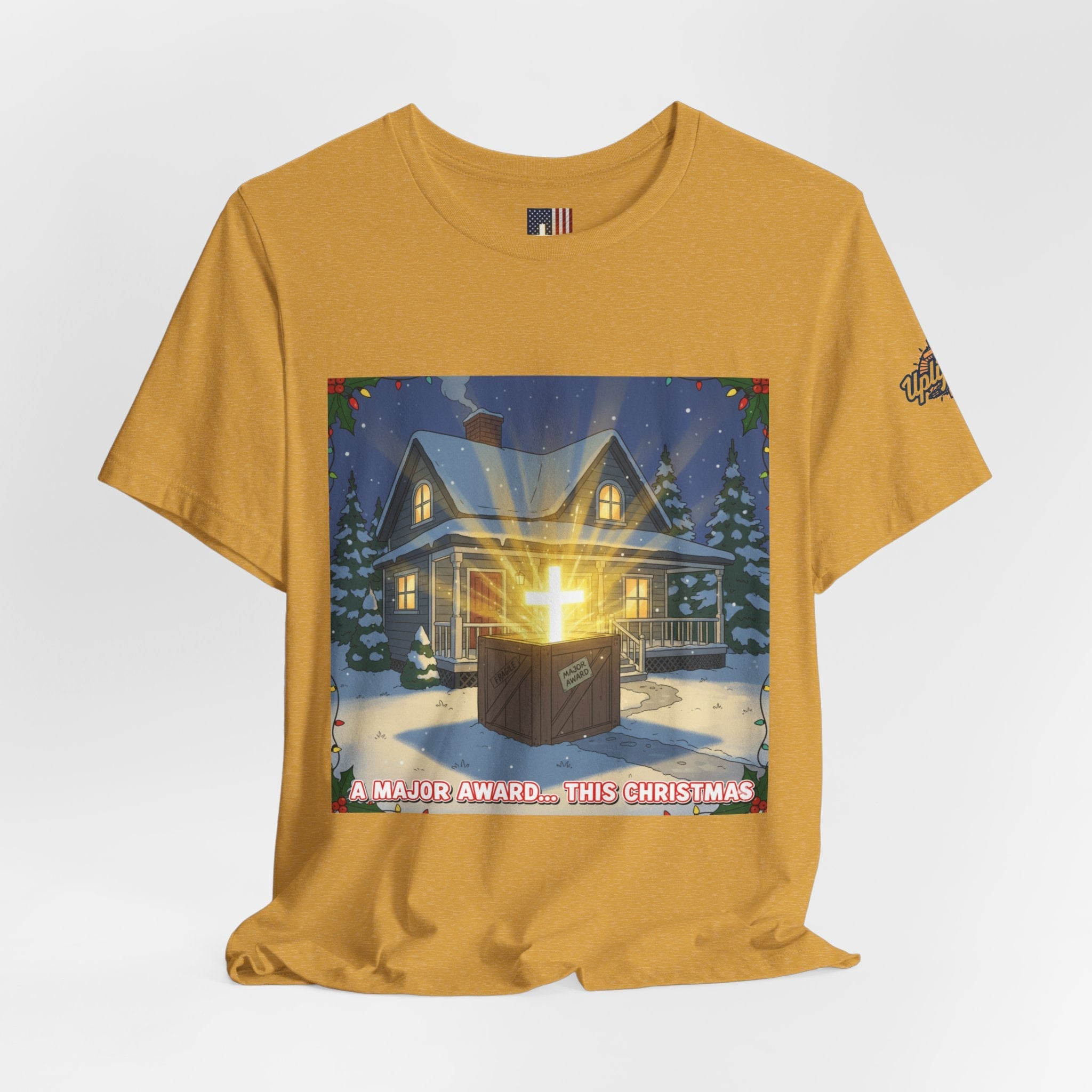 A Major Award This Christmas T-shirt – Fragile Leg Lamp Parody Cross Unboxing Christian T-shirt for Hilarious Faith & Holiday Glow Printify