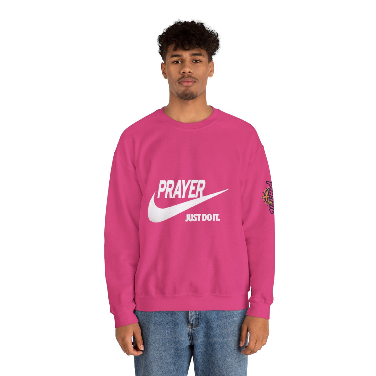 Prayer Just Do It Sweatshirt - Funny Christian Nike Parody Sweatshirt - Faith Gear Printify