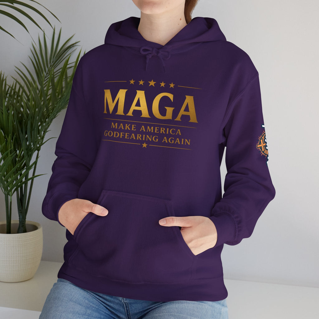 Hoodie - MAGA "Make America Godfearing Again" Political Graphic Hoodie Printify