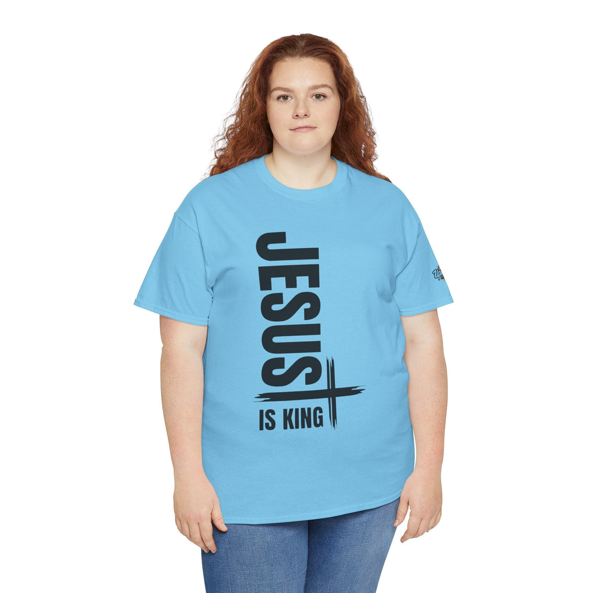 Jesus Is King T-shirt | Modern Typographic Cross Christian T-shirt Printify
