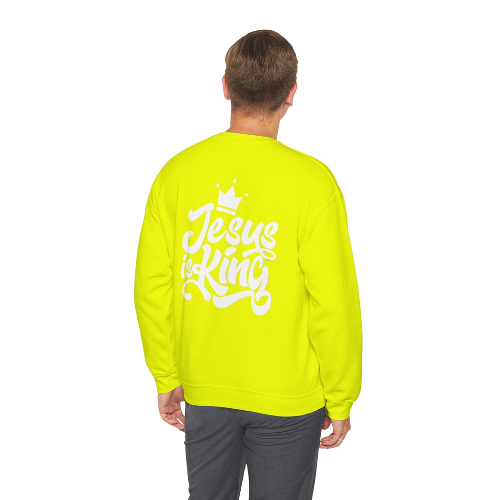 Jesus is King Sweatshirt – Bold Crown & Cross Christian Hoodie for Eternal Faith & Comfort Printify