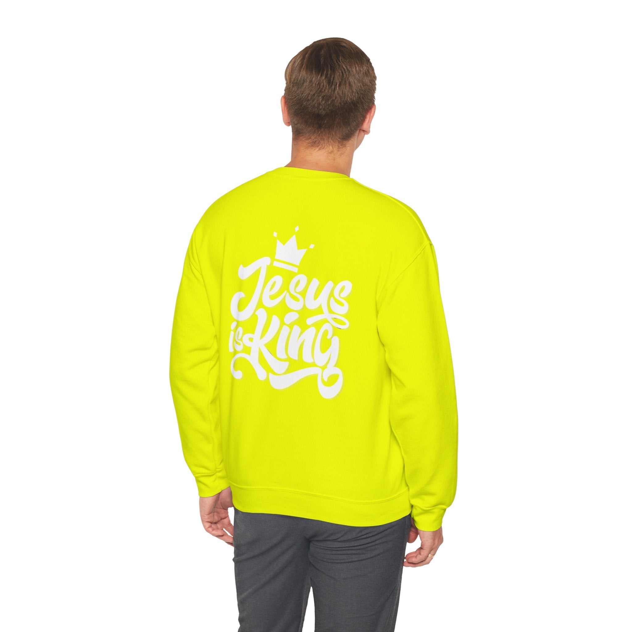 Jesus is King Sweatshirt – Bold Crown & Cross Christian Hoodie for Eternal Faith & Comfort Printify