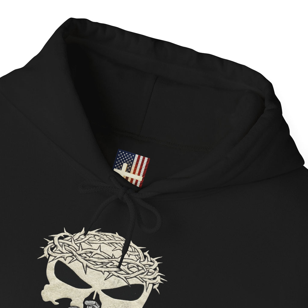 Christian Skull Hoodie - Crown of Thorns & Nails - Warrior Faith Hoodie Printify