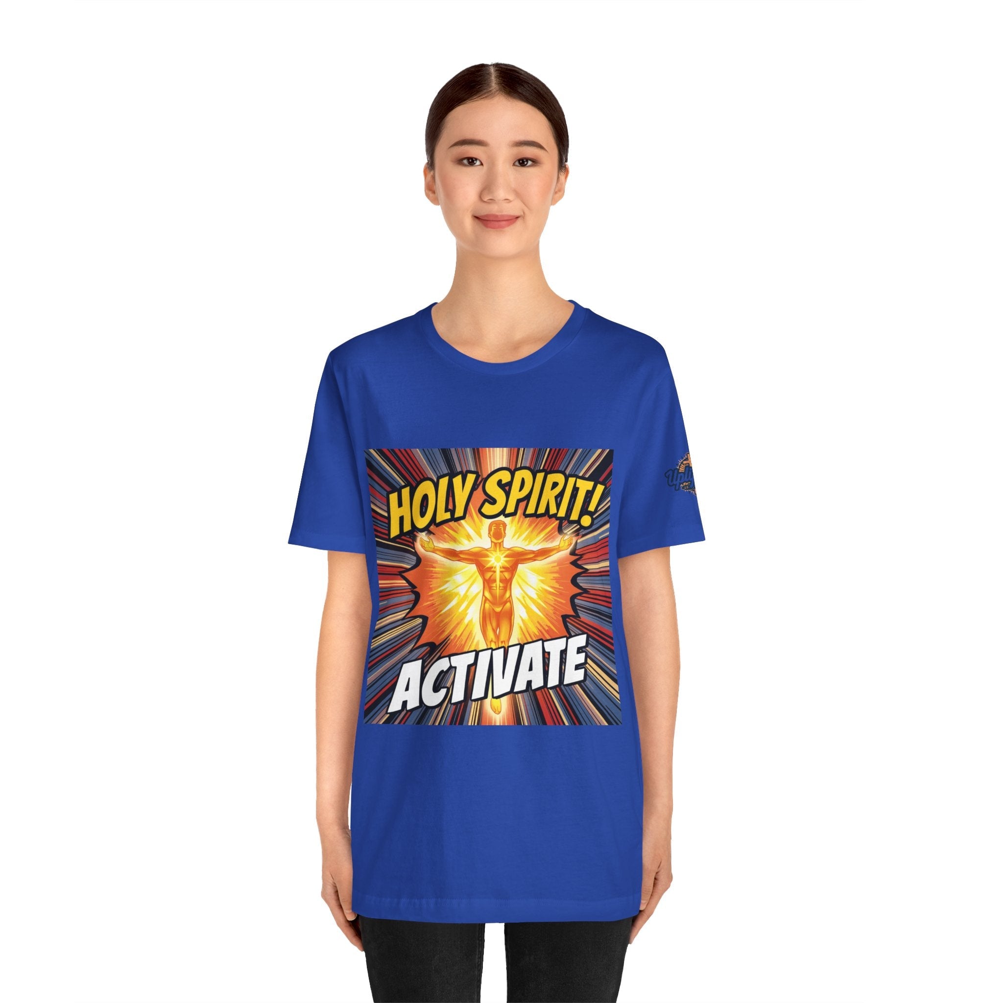 Holy Spirit Activate T-shirt – Superhero Christian T-shirt with Vibrant Power-Up Design for Faith-Fueled Boldness Printify