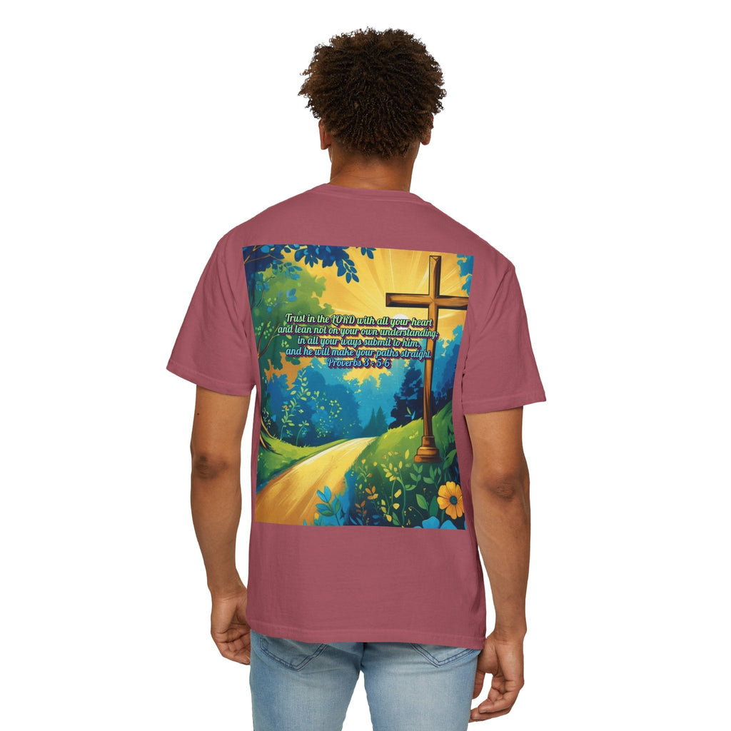 Trust in The Lord Proverbs 3:5-6 Biblical Design Unisex Garment-Dyed T-shirt Printify