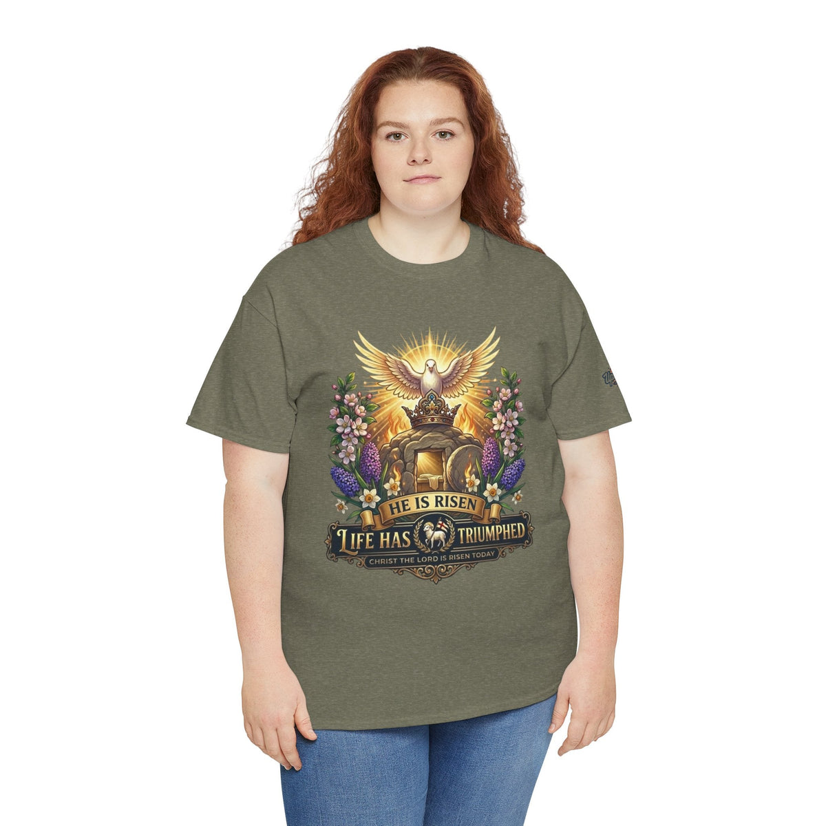 He Is Risen "Life Has Triumphed" T-Shirt — Easter Resurrection Christian Tee Printify