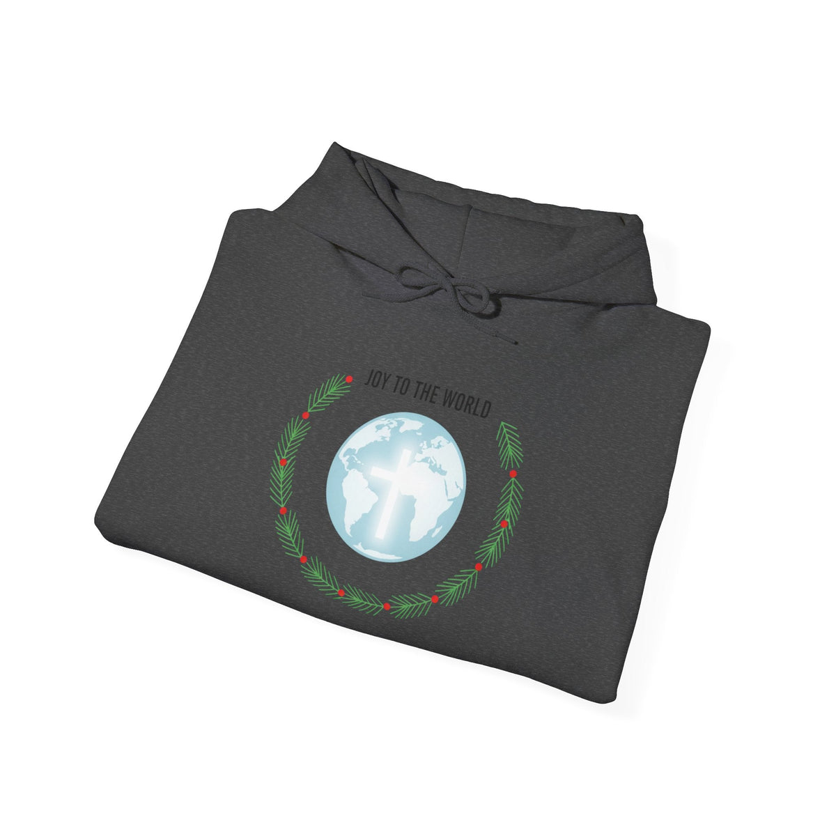 Joy to the World Hoodie – Wreath Earth Nativity Christian Christmas Sweatshirt for Isaiah 9:6 Holiday Faith & Festive Joy Printify