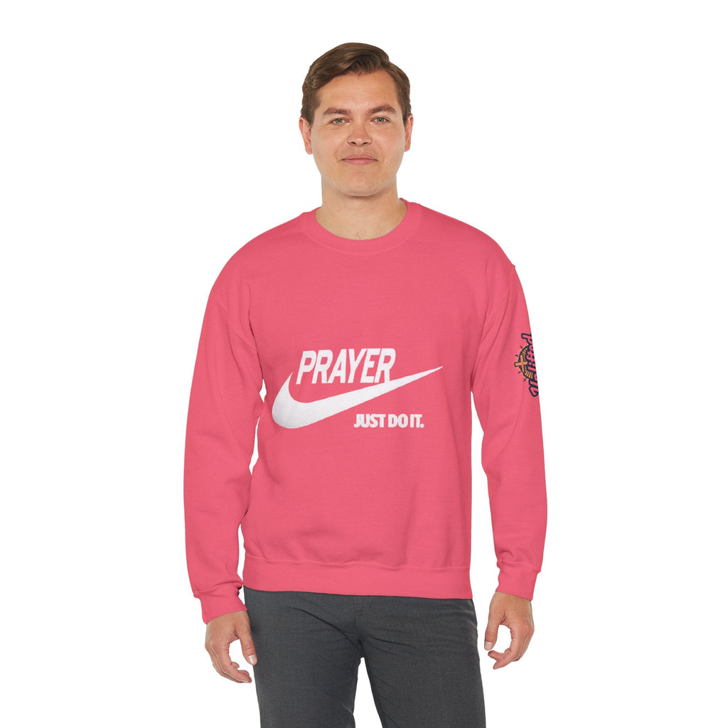 Prayer Just Do It Sweatshirt - Funny Christian Nike Parody Sweatshirt - Faith Gear Printify