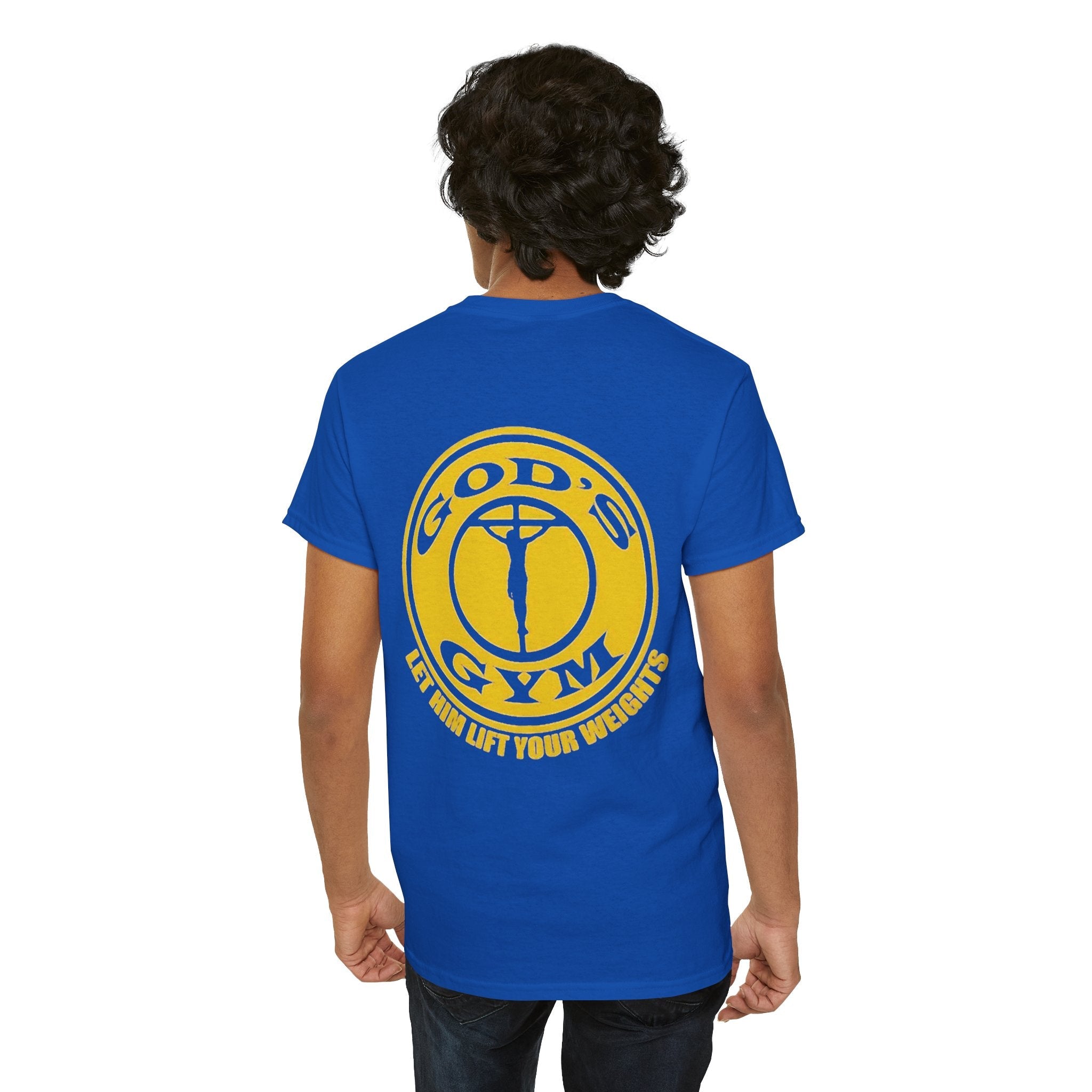 God's Gym T-Shirt — "Let Him Lift Your Weights" Christian Fitness Tee Printify
