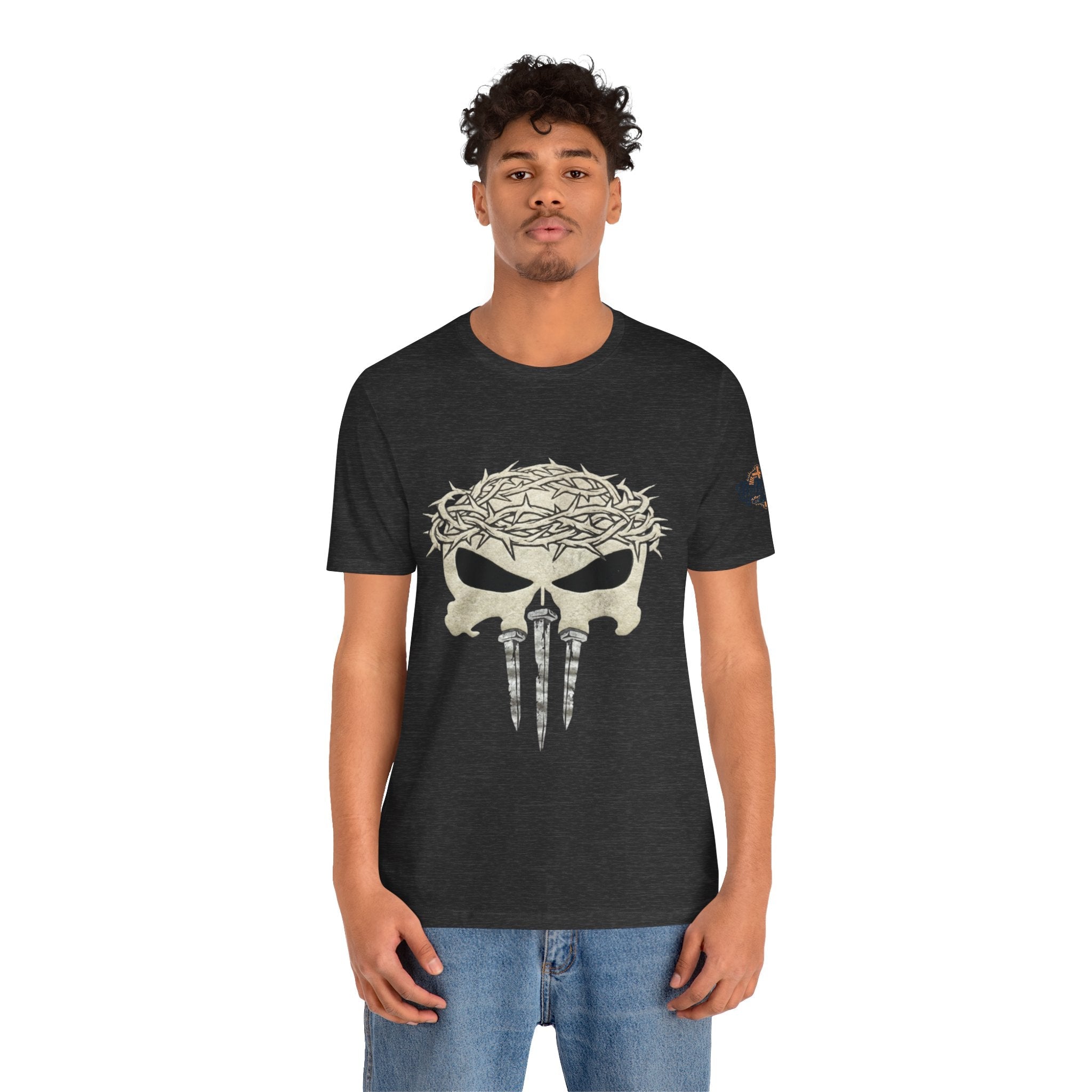 Christian Skull T-shirt - Crown of Thorns & Nails - Warrior Faith T-shirt Printify