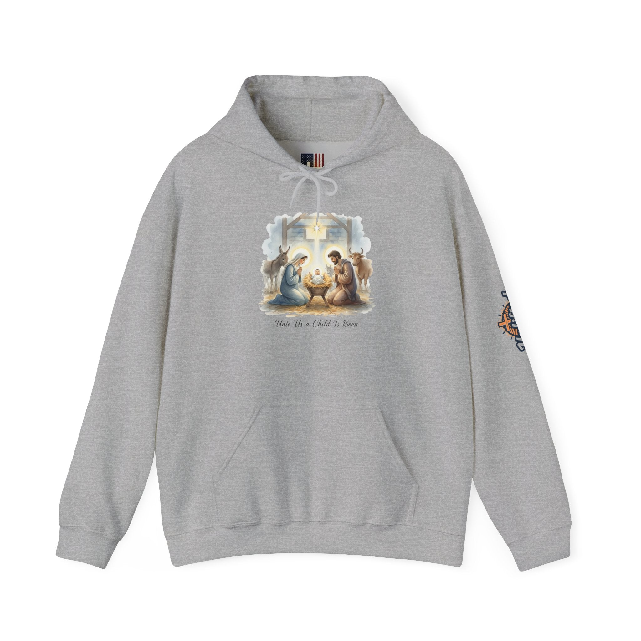 Unto Us a Child is Born Hoodie – Isaiah 9:6 Nativity Manger Scene Christian Christmas Sweatshirt for Holy Night Faith Printify