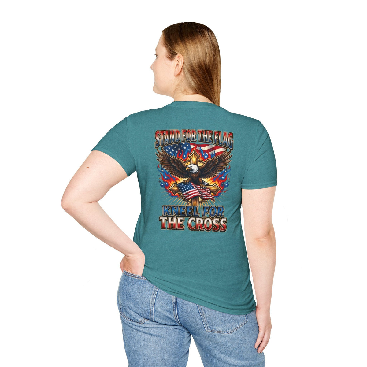 Stand for the Flag Kneel for the Cross T-shirt | Patriotic Eagle T-shirt Printify