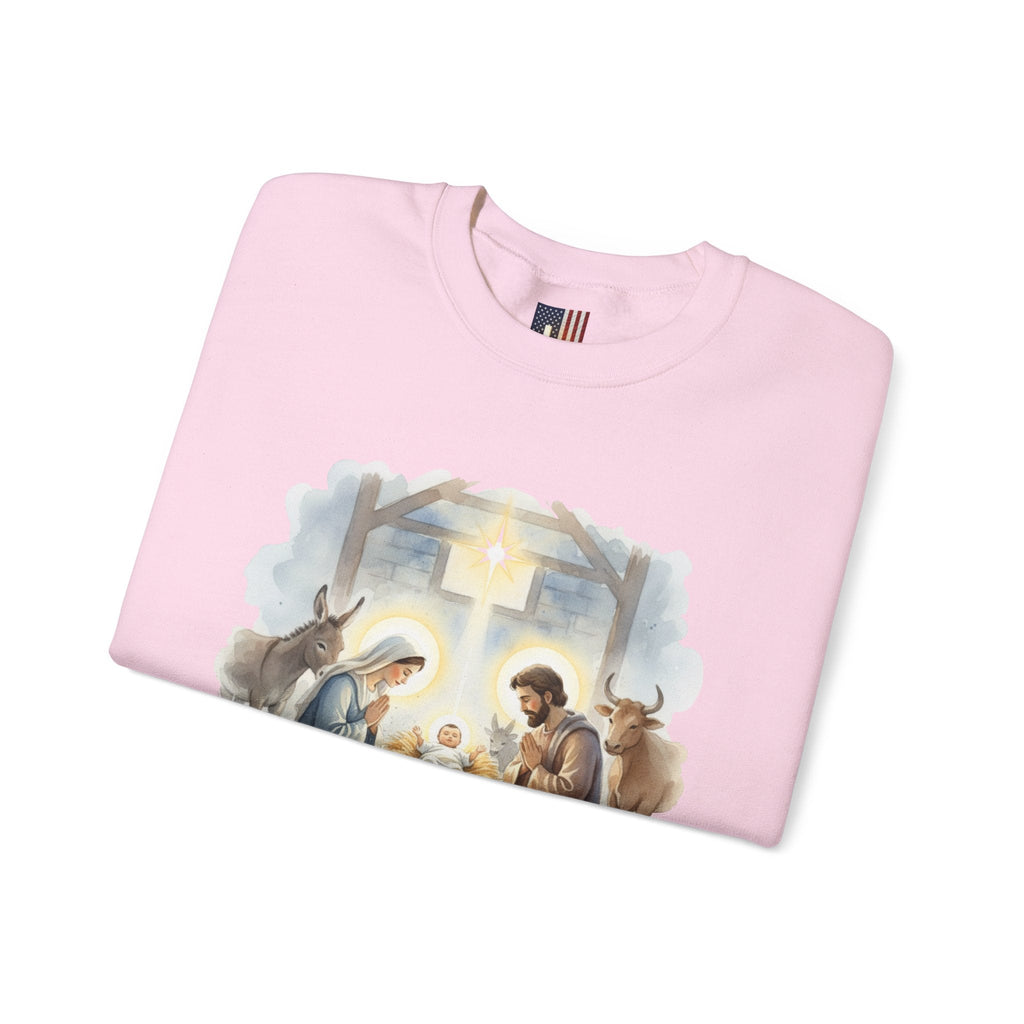 Unto Us a Child is Born Sweatshirt – Isaiah 9:6 Nativity Manger Scene Christian Christmas Sweatshirt for Holy Night Faith Printify