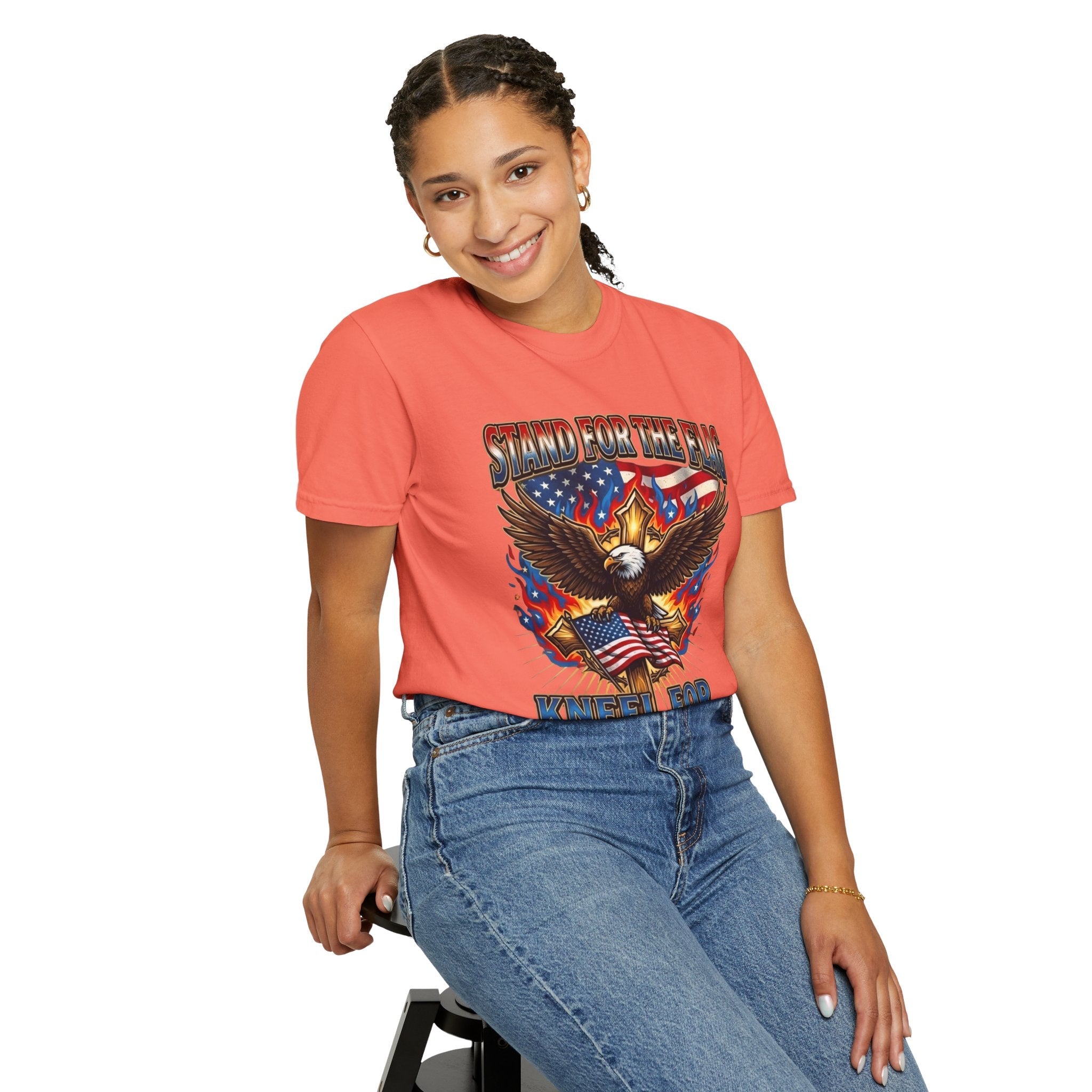 Stand for the Flag Kneel for the Cross T-shirt | Patriotic Eagle T-shirt Printify