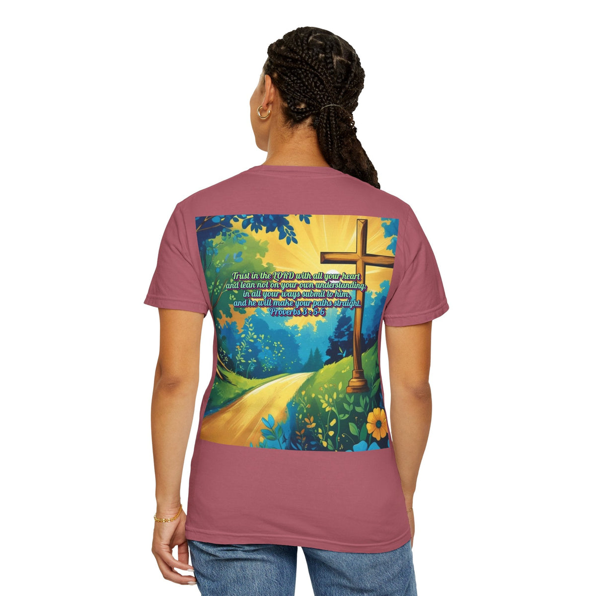 Trust in The Lord Proverbs 3:5-6 Biblical Design Unisex Garment-Dyed T-shirt Printify