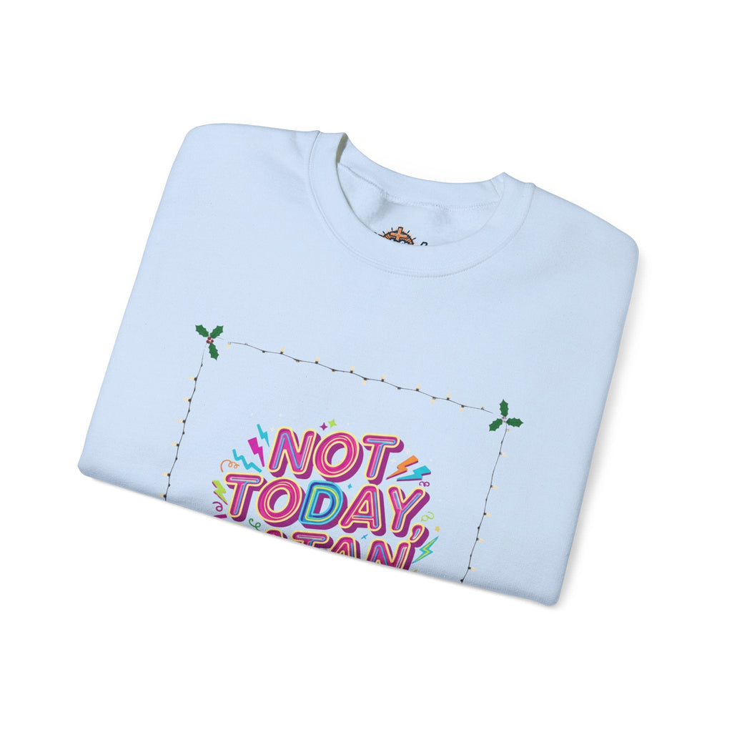 🔥 Not Today, Satan – Retro 90s Christian Sweatshirt | Neon Faith Tee | Funky Cartoon Devil | Bold Bible Verse Shirt | Uplifted Gear Printify