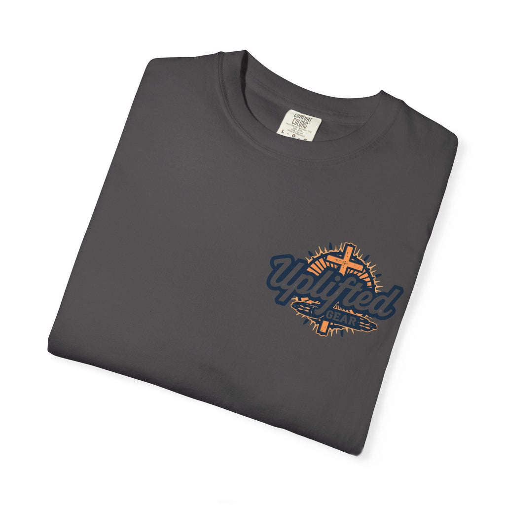 ✨ Chosen. Loved. Redeemed. – Elegant Christian T-Shirt | Gold Foil Faith Tee | Subtle Cross & Heart Design | Inspirational Bible Verse Apparel by Uplifted Gear Printify