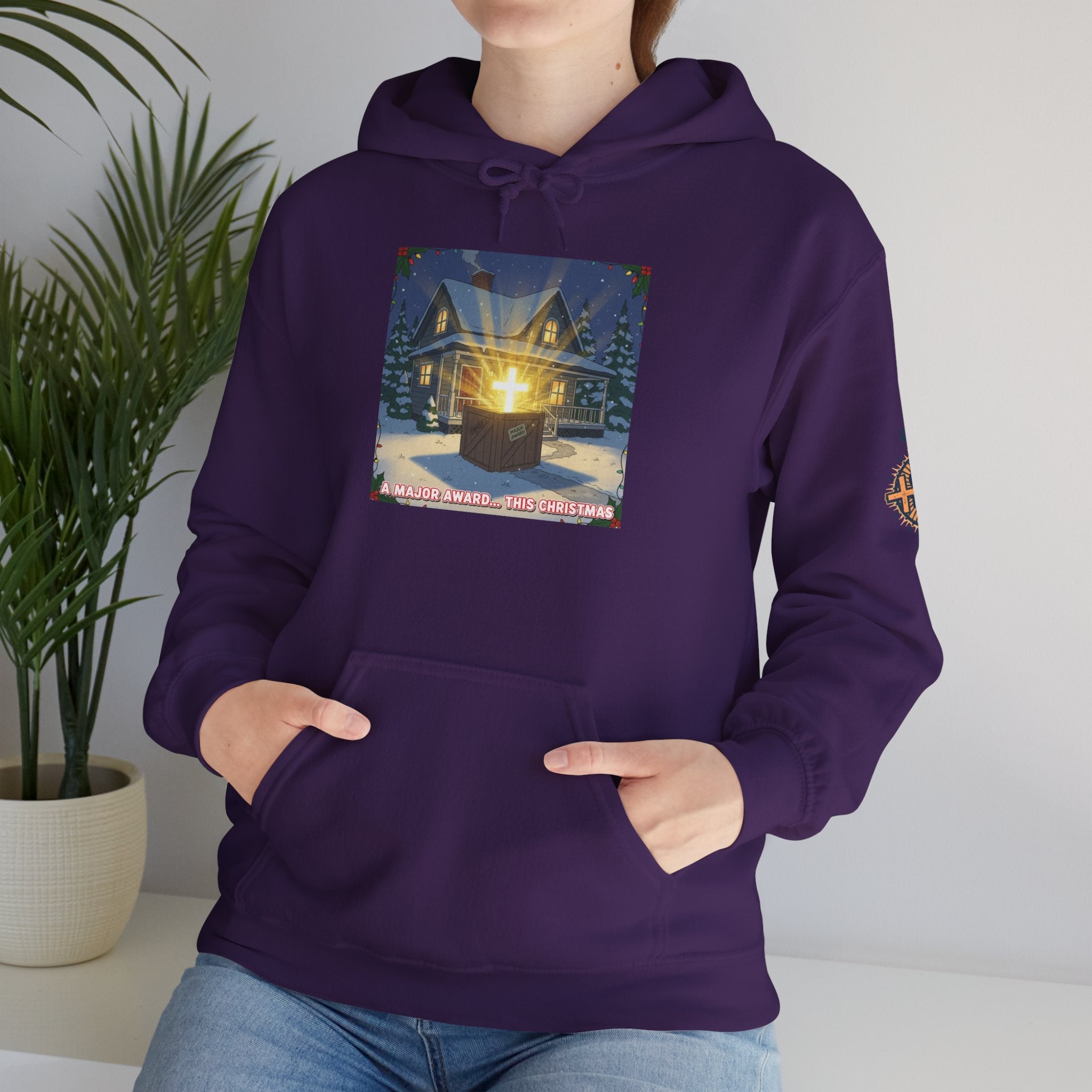 A Major Award This Christmas Hoodie – Fragile Leg Lamp Parody Cross Unboxing Christian Sweatshirt for Hilarious Faith & Holiday Glow Printify