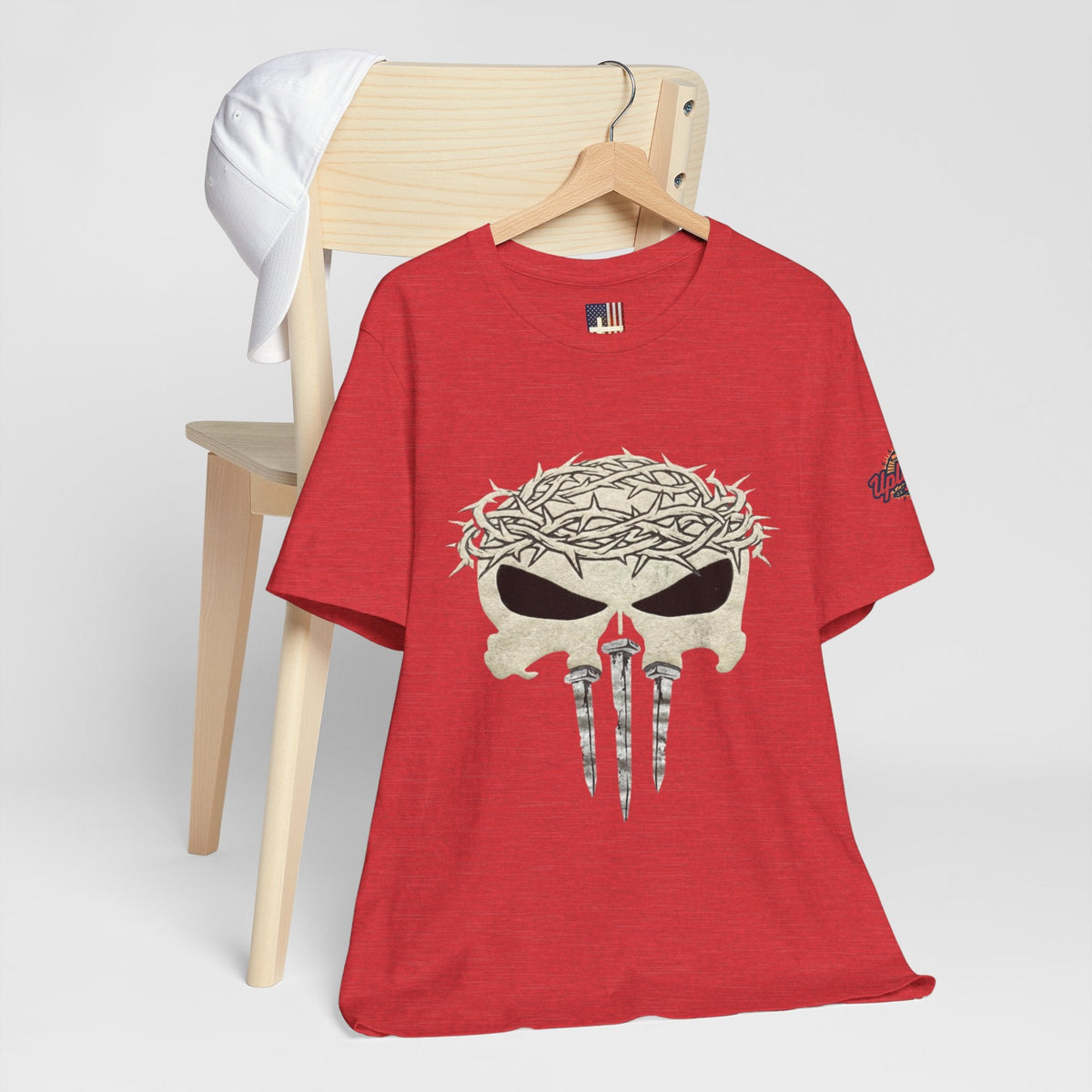 Christian Skull T-shirt - Crown of Thorns & Nails - Warrior Faith T-shirt Printify