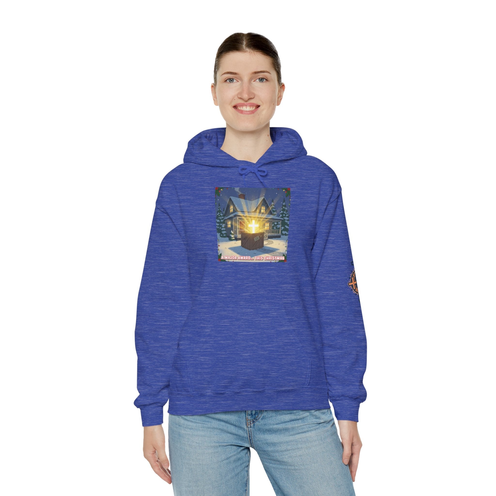 A Major Award This Christmas Hoodie – Fragile Leg Lamp Parody Cross Unboxing Christian Sweatshirt for Hilarious Faith & Holiday Glow Printify