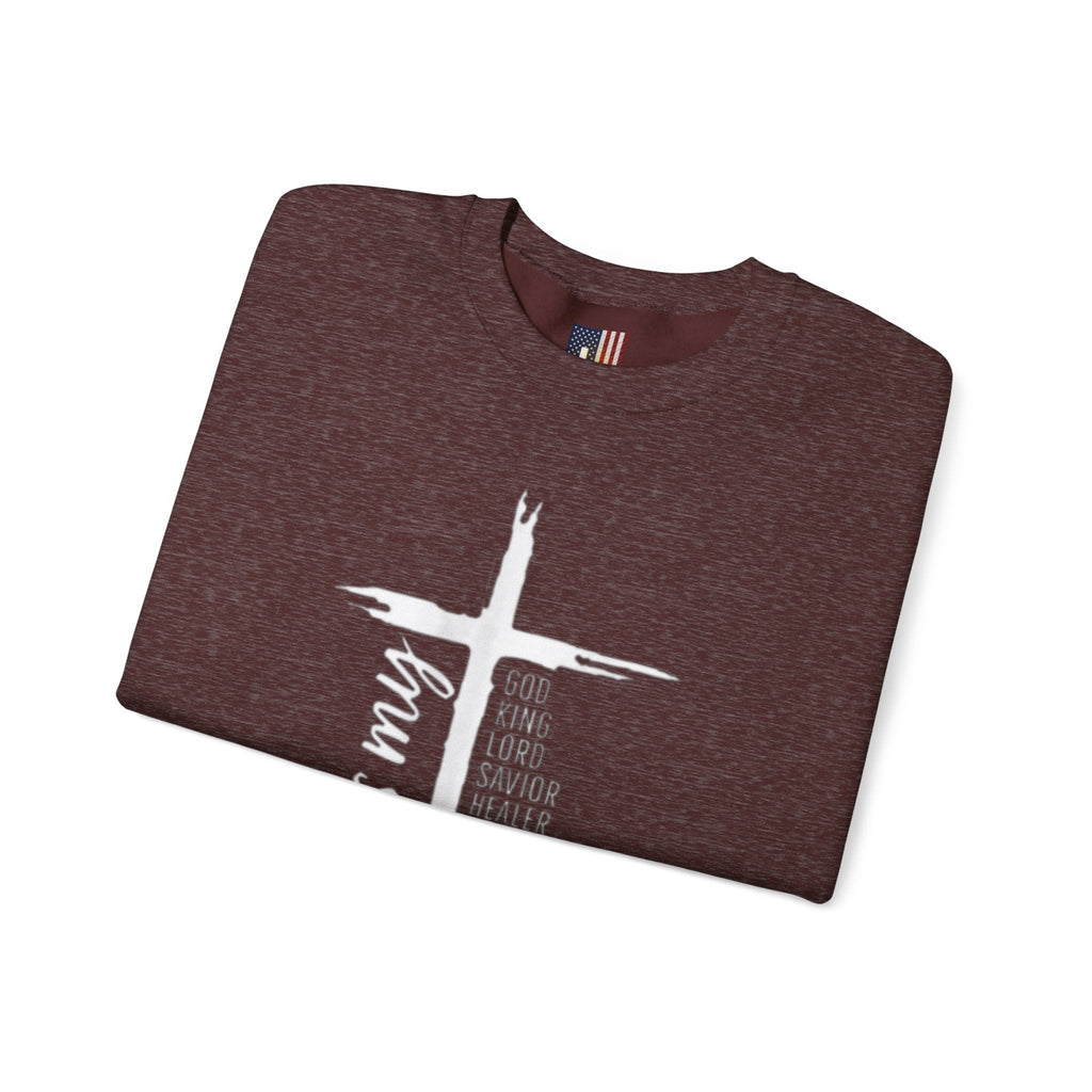 Jesus Is My Everything Sweatshirt – Cross List God King Lord Savior Christian Sweatshirt for Total Surrender Faith Printify
