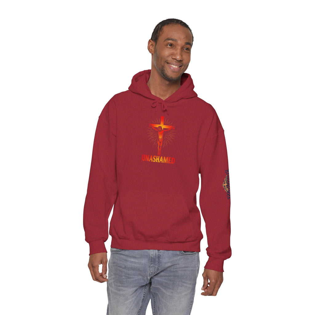 Unashamed Hoodie – Romans 1:16 Crucifixion Christian Sweatshirt for Bold Unwavering Faith Printify