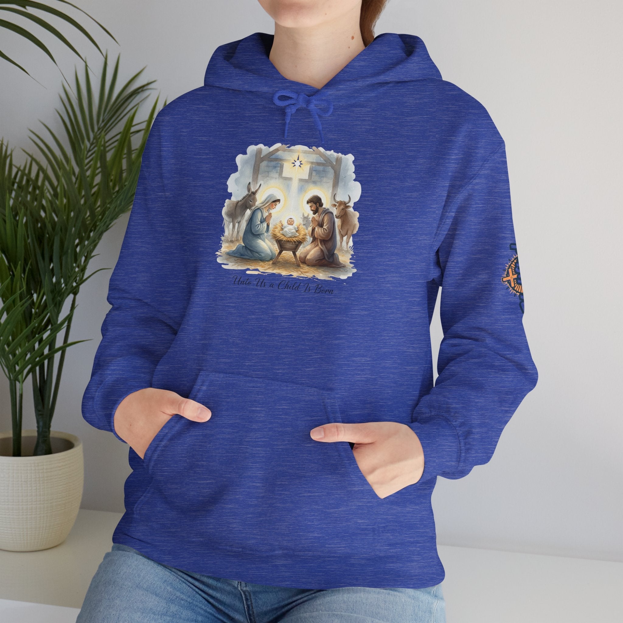 Unto Us a Child is Born Hoodie – Isaiah 9:6 Nativity Manger Scene Christian Christmas Sweatshirt for Holy Night Faith Printify