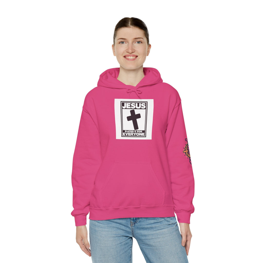 Jesus, Rated E for Everyone Hoodie - Gamer Faith Hoodie - Christian Video Game Parody Printify