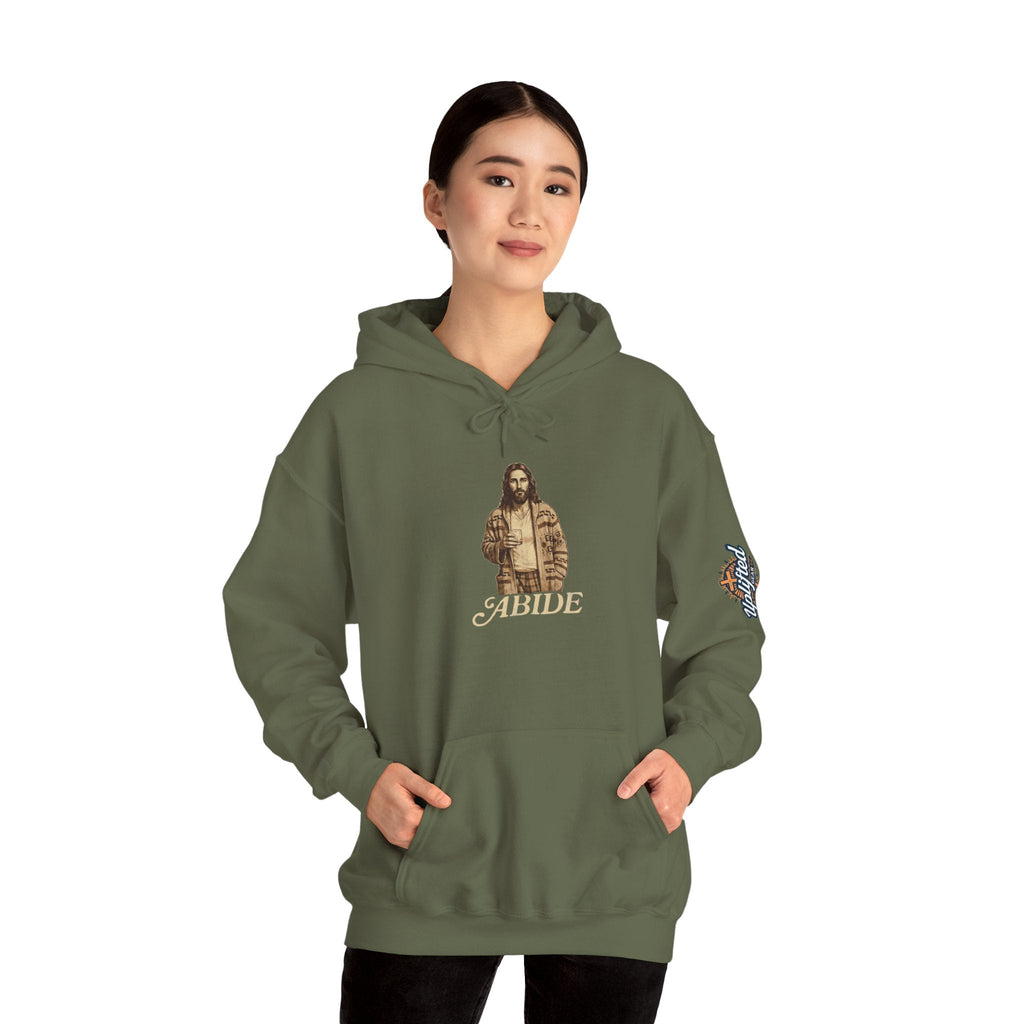 Abide Jesus Hoodie — Vintage 'The Dude' Religious Graphic Hoodie Printify