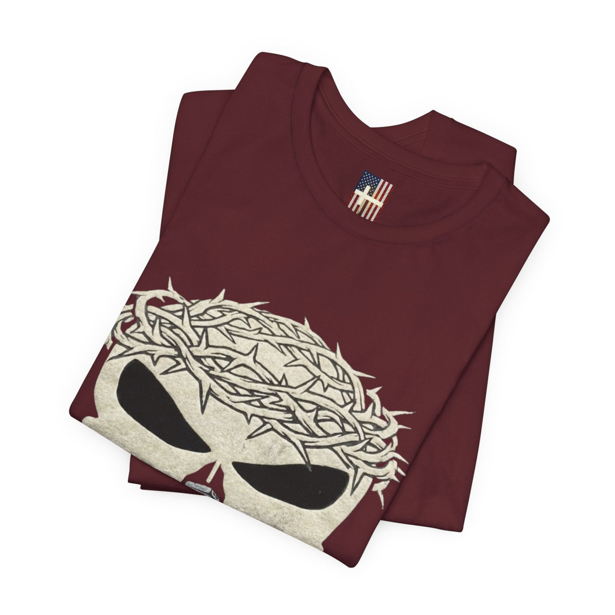 Christian Skull T-shirt - Crown of Thorns & Nails - Warrior Faith T-shirt Printify