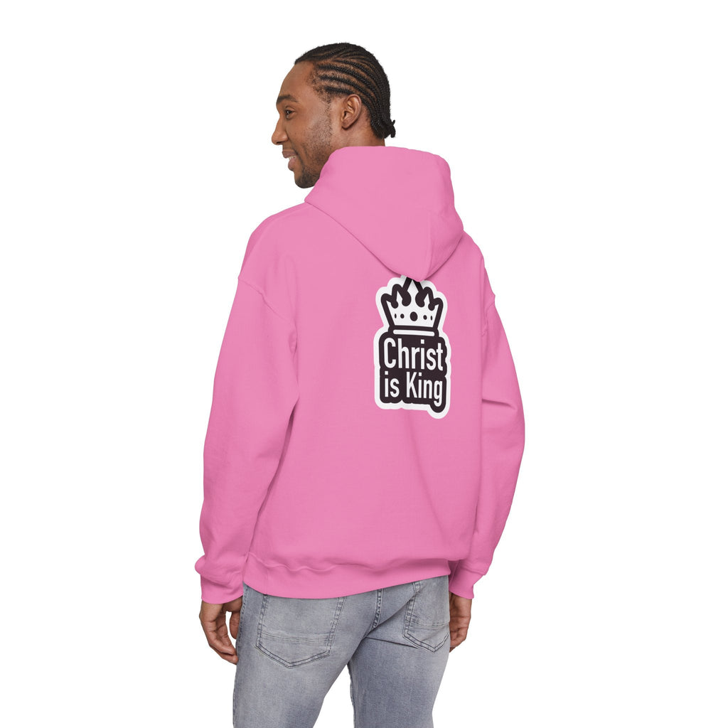 Christ is King Hoodie – Bold Crown & Cross Christian Sweatshirt for Unshakable Faith Printify