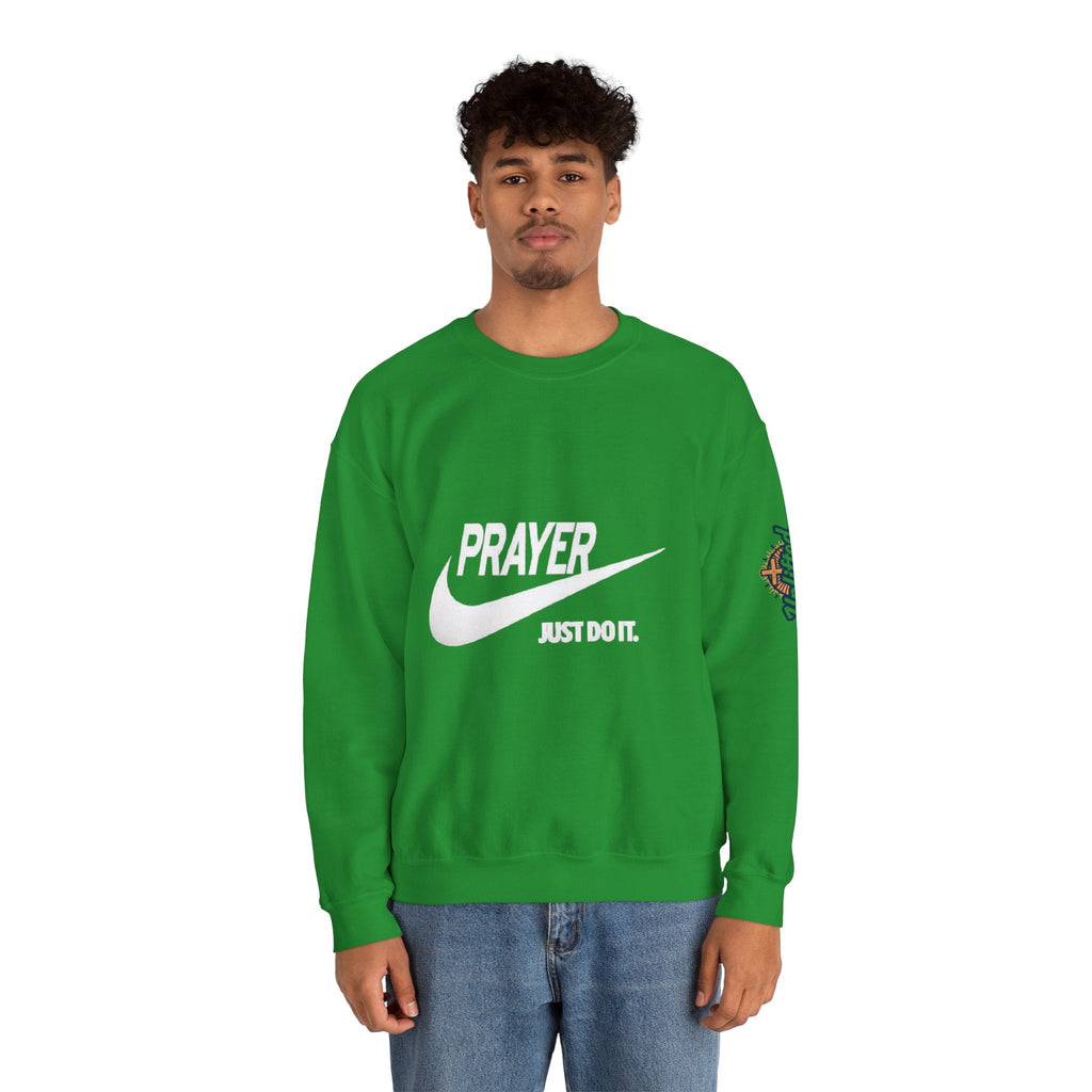 Prayer Just Do It Sweatshirt - Funny Christian Nike Parody Sweatshirt - Faith Gear Printify